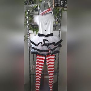 women's Double Platinum white, red, black one piece costume Sz. X-SMALL